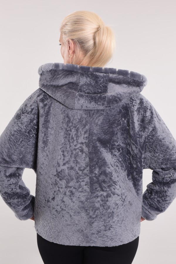 Astragan hooded reversible coated