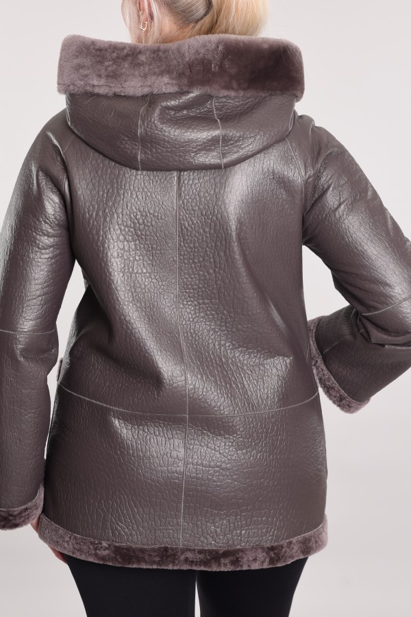 Astragan coated reversible oversized hooded model